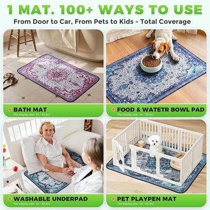Hompet 2 Pack Super Absorbent Dog Door Mat for Muddy Paws, Washable Pee Pads for Dogs, Reusable Puppy Training Pads, Quick Dry Non-Slip Pet Entryway Rug, Leak-Proof Potty Pad for Indoor Floors 18x28