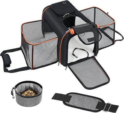 Cat Carrier,Portable Pet Carrier Bag for Cats and Small Dogs,Foldable Soft-Sided and Scratch-Proof mesh Cat Bag Pet Carriers,Airline Approved Pet Carrier,Pet Travel Carrier Up to 15 Lbs,Black
