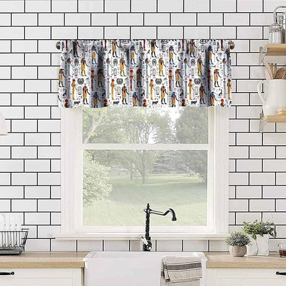 Ancient Egypt Valance Curtains Vintage Egyptian Culture Hieroglyph and Symbol Mysterious Egypt Ethnic Religion Window Valance Curtain for Farmhouse Bedroom Living Room Kitchen 54x18inch