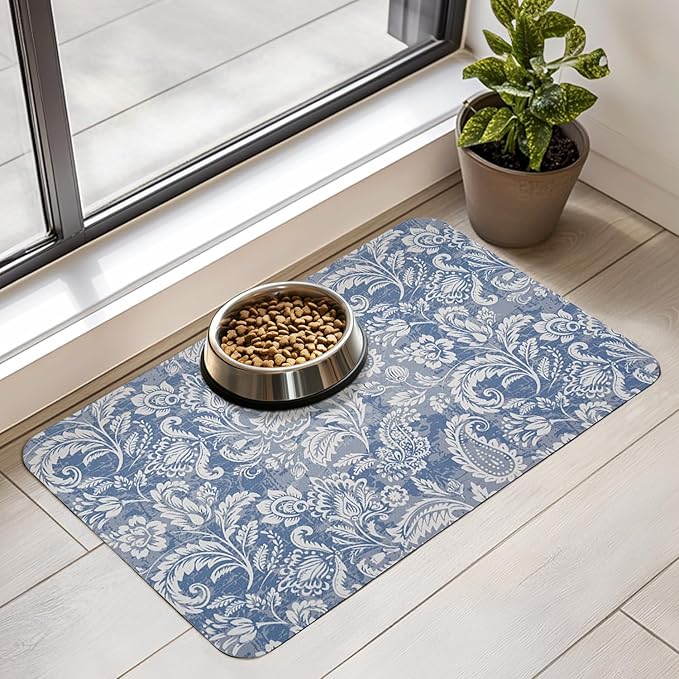 Dog Food Mat for Floors Waterproof Quick Dry Pet Placemat Cat Feeding Bowls Mats for Food and Water, Eco-Friendly Dog Accessories Diatomite Pets Supplies 16" X 24"