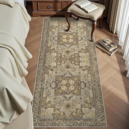 Ciicool Washable Runner Rug Non Slip, 2'x5' Hallway Rug Vintage Kitchen Rugs Carpet Runners for Hallways Bedroom Laundry Bathroom Decor
