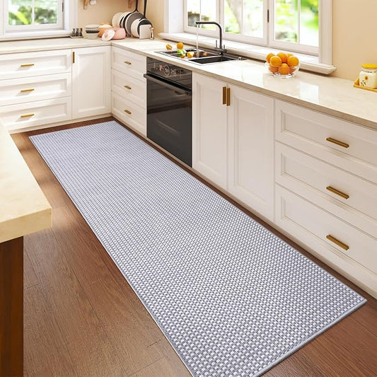 2x6 ft Boho Kitchen Runner Rugs Mat Woven Runners for Hallways Washable Non Slip, Soft Long Entryway Laundry Hall Floor Runner Carpet for Indoor Backdoor Bedroom Kitchen Living Room, Gray
