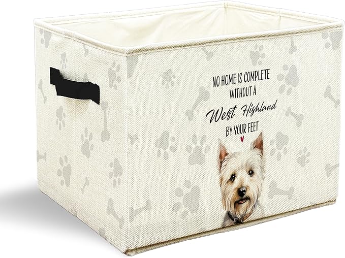 Funny West Highland Terrier Dog Toy Basket, Dog Home Decor, Westie Gifts for Women Men Collapsible Pet Dogs Toy Storage Bin Box Basket Organizer, Pet Supplies for Dogs