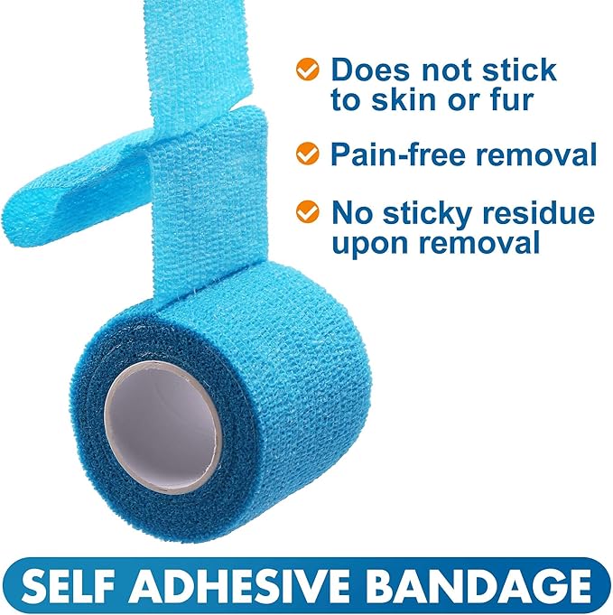 Lotfancy 10 Rolls Self Adhesive Vet Wrap, 2 Inch Cohesive Bandage Wrap for Wound Care, Elastic Pet Tape for Dogs, Cats, Horses, Breathable Medical First Aid Tape for Paw, Leg, Foot, Assorted Colors