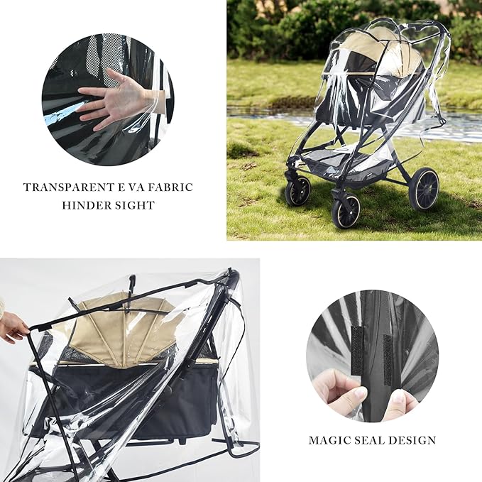 Universal Dog/Cat Stroller Rain Cover, EVA Transparent Waterproof Windproof Snowproof Cover, Pet Stroller Rain Cover for Outdoor, Pet Supplies