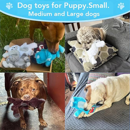 Bzonsmart Dog Squeaky Toys.Tough Plush Chew Toys Bundle for Small Medium Large Breed Chewer.Interactive Dog Toys to Keep Them Busy .Durable Anti-Boredom Dog Toys for Teething Chewing Playing Training