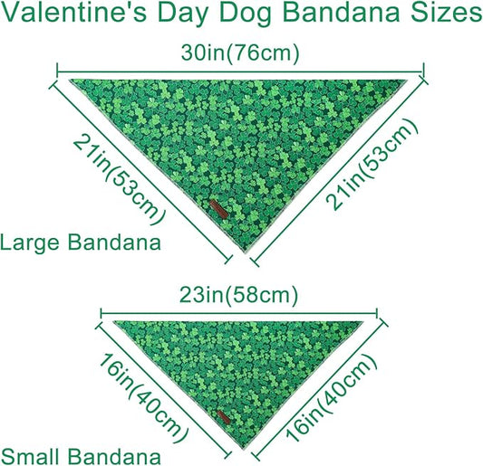 St. Patrick's Dog Bandana, UP URARA PUP Shamrock Triangle Bid Scarf for Medium Large Dogs, Cotton Kerchief for Girl Boy Puppies, Cute Spring Green Bandana,S