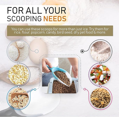 Spring Chef Magnetic Ice Scoop for Freezer, Translucent BPA-Free Flexi-Plastic Ice Scooper with Soft Grip Handle, Kitchen Food Scoop for Popcorn, Pet Food, Flour, Grains - Dishwasher Safe - Aqua Sky