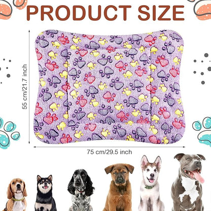 Tuanse 4 Pack Ultra Soft Dog Cat Bed Mat Small Animal Guinea Pig Bed with Cute Print Reversible Fleece Dog Crate Kennel Pad Cozy Washable Thickened Hamster Pet Beds Mat(30 x 22 Inches,Vivid Color)