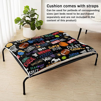 Dog Cat Bed Mat Ultra Soft Fluffy Pet Bed Washable Fashion Dog Crate Beds Comfy Comfy Pet Sleeping Pad Suitable for Pet Raised Bed(42"x32",Ball Game)