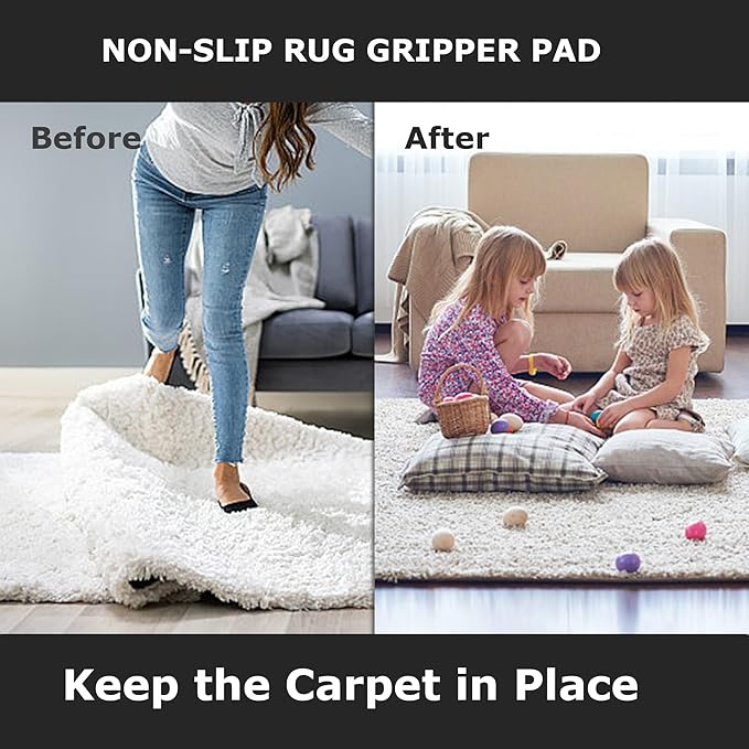 Non Slip Rug Pad Grippers 2 x 3 Ft for Hardwood Floors, Thick Carpet Pads Gripper for Tile Floors,Rug Grip for Area Rug,Sofa,Chair,Cushion Keep Your Rugs Safe and in Place, Cream