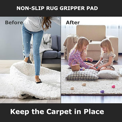 Non Slip Rug Pad Grippers 2 x 3 Ft for Hardwood Floors, Thick Carpet Pads Gripper for Tile Floors,Rug Grip for Area Rug,Sofa,Chair,Cushion Keep Your Rugs Safe and in Place, Cream