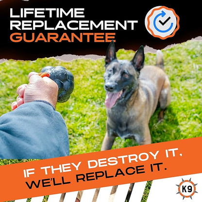 Monster K9 Launcher Tug Dog Ball - Lifetime Replacement - Medium & Large Breeds - Aggressive Chewers - Chew, Tug, & Fetch Dog Toy - Made in USA - (Rope NOT for Chewing & NOT Guaranteed)
