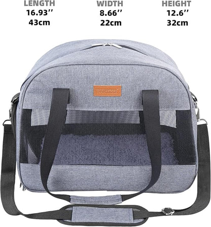 Cat Carrier for Small Cats Dogs, Soft-Sided Pet Carrier for Cats Puppies Small Pets, Lightweight Comfortable Travel Cat Dog Carrier (Grey)