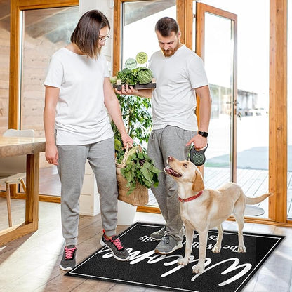 Custom Doormat with Family Name Personalized Welcome Entryway Door Mat Front Door Mat for Outdoor Decor Entrance Mat Customised Rug Christmas Housewarming Gift with Anti-Slip Backing