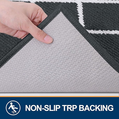 Finchitty Indoor Door Mat, Dirt Resistant and Absorbent, Low-Profile, Non-Slip, Washable Inside Floor Mats for Front Door, Back, and Entrance, 59" x 35", Charcoal