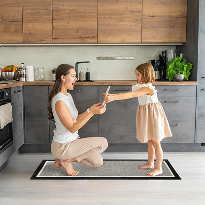 GRANNY SAYS Kitchen Mats for Floor, Kitchen Rugs Non Slip Washable, Runner Rugs for Kitchen Floor, 47 x 17.7, Stain Resistant Comfort Standing Mat Made of 100% Polypropylene, Black-Stripe