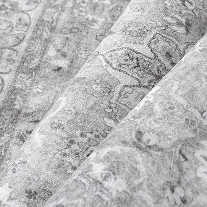 Gray 2x6 Runner Rug Hallway Washable Vintage Carpet Kitchen Long Small Indoor Non Slip Soft Low Pile Thin Stain Resistant Distressed Accent Throw Rug for Bedroom Laundry Office Living Room