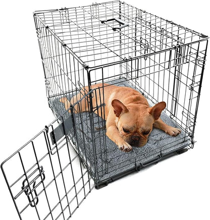 Dog Bed Crate Mat(24" X 18") 2 Pack, Soft Plush Dog Bed Pad Machine Washable Crate Pad, Grey