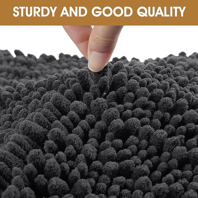 Extra Large Dog Door Mats for Muddy Paws, 71" x 25" Chenille Absorbent Mud Mat for Dogs, Non Slip Heavy Dog Rugs For Muddy Paws, Soft Indoor Door Mat for Entryway, Mud Paw, Inside Floor, Dark Grey
