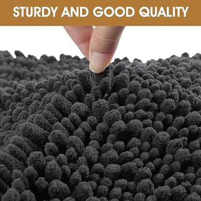 Extra Large Dog Door Mats for Muddy Paws, 71" x 25" Chenille Absorbent Mud Mat for Dogs, Non Slip Heavy Dog Rugs For Muddy Paws, Soft Indoor Door Mat for Entryway, Mud Paw, Inside Floor, Dark Grey