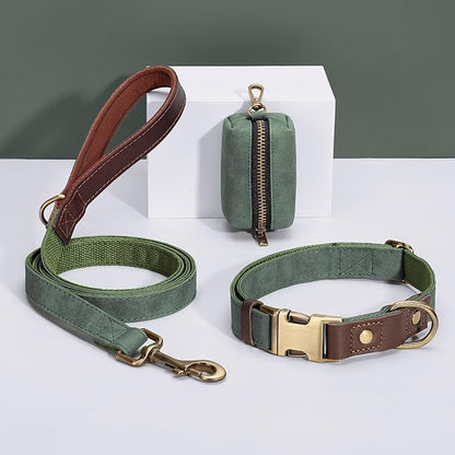Didog Classic Dog Poop Bag Holder, Easy-Pull and Elegant PU Leather Pet Waste Bag Dispenser for Leash with Carabiner Clip, Includes 1 Roll Dog Waste Bag for Daily Walking,Green