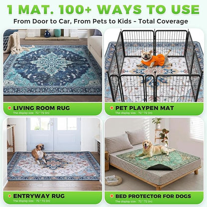Hompet 2 Pack Super Absorbent Dog Door Mat for Muddy Paws, Washable Pee Pads for Dogs, Reusable Puppy Training Pads, Quick Dry Non-Slip Pet Entryway Rug, Leak-Proof Potty Pad for Indoor Floors 72x72