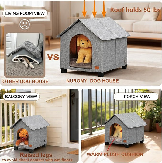 Indoor Small Dog House with Warm Plush Mat and Elevated Feet,Soft Puppy House Dog Bed for Small Dog and Cat,Max Pets Size 15.7 X 11.4 Inches