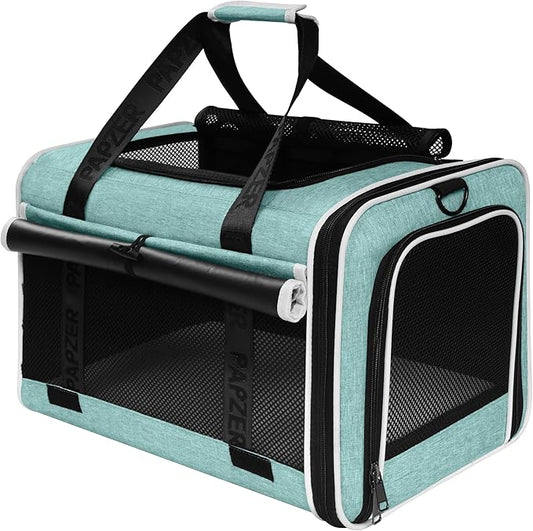Top Loading Medium Pet Carrier with Privacy Window for Anxiety Cat, Soft-Sided Small Kitten Travel Crate Vet Friendly, Little Dog Bunny Kennel Carry Bag Suitcase, 18x11x11 Teal