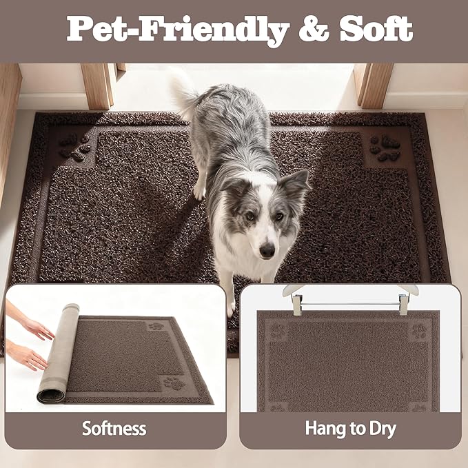 Darkyazi Pet Feeding Mat Large for Dogs and Cats,24"×16" Flexible and Easy to Clean Feeding Mat,Best for Non Slip Waterproof Feeding Mat. (Coffee)