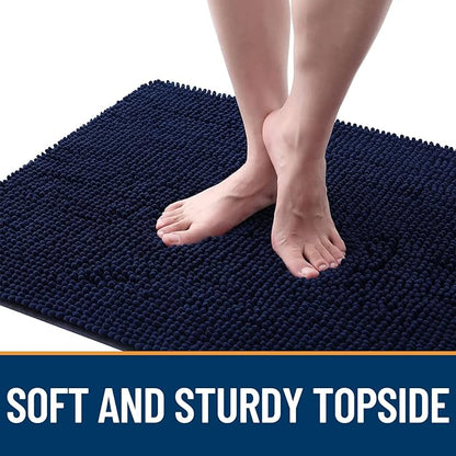 OLANLY Dog Door Mat for Muddy Paws 36x24, Absorbs Moisture and Dirt, Absorbent Non-Slip Washable Doormat, Quick Dry Chenille Mud Mat for Dogs, Entry Indoor Entryway Carpet for Inside Floor, Navy Blue