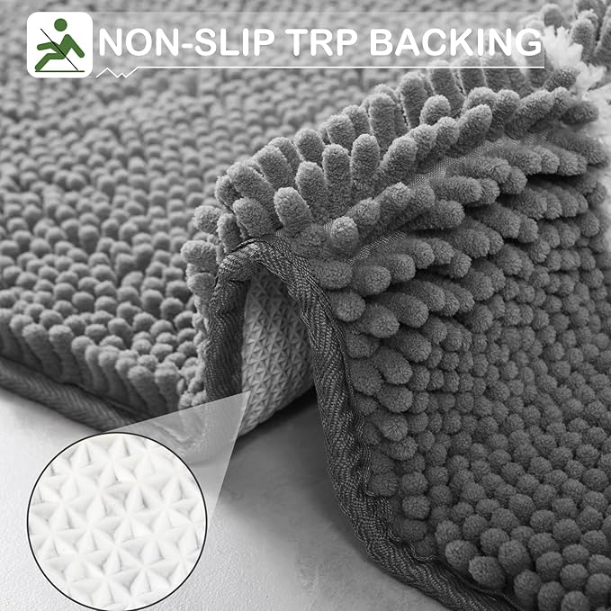 AROGAN Chenille Indoor Door Mat Entryway Rug, 16x24 Grey, Super Absorbent Mud Mats for Dirty Dogs Paws & Muddy Shoes, Non Slip Welcome Floor Doormats for Home Front Back Door, Patio, Garage, Entrance