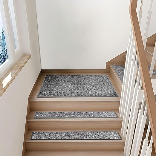 Non-Slip Carpet Stair Treads 1PCS, 30"x30" Peel and Stick Stair Runner for Wooden Steps Indoor, Washable Reusable Adhesive Backing, Pet-Friendly Safety Mats for Kids, Elders, Dogs