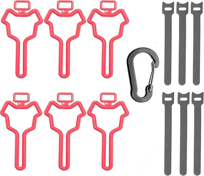 Dog Poop Bag Holder, Waste Bag Holder, Dog Poop Bag Carrier, Hand Free Holder (6 pack, Red)