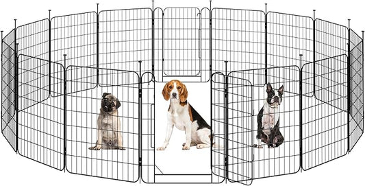 Yaheetech Expandable Dog Playpen, 16 Panel 32 inch Puppy Playpen with Door Indoor/Outdoor Pet Fence for Small Medium Dogs