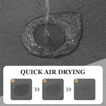 ACCUMTEK Toilet Rugs, Ultra Thin Absorbent Contour Bathroom Rugs for Toilet, Dry Quickly, Machine Washable, Upgrade Backing Non-Slip Bath Mat, Grey/Bordered/U-Shaped 24"x20"
