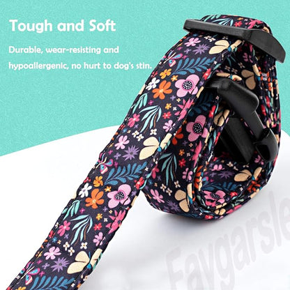Faygarsle Cotton Designer Dogs Collar Cute Flower Dog Collars for Girl Female Small Medium Large Dogs with Purple Flower Charms S