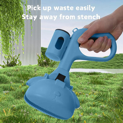 Blue pet Poop Shovel Set | Easy to Carry, Lightweight, Pets Clean up Feces | with Bags and Carrying Clips | Portable Tools Designed for pet Owners.