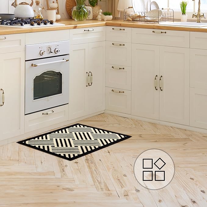 GRANNY SAYS Kitchen Mats for Floor, Kitchen Rugs Non Slip Washable, Runner Rugs for Kitchen Floor, 32" x 20", Stain Resistant Comfort Standing Mat Made of 100% Polypropylene, Black