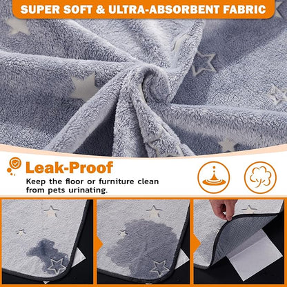 LOOBANI Washable Pee Pads for Dogs, Reusable Pee Pads for Dog Puppy Training Mat Non Slip Whelping Mat for Dog Playpen, Crate, Car, Grey 2 Pack 18 x 24 in