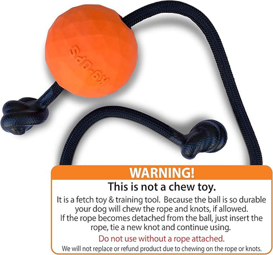 K9 Ops Dog Ball on a Rope Moki Tug Toy - Solid Rubber Fetch Training Reward - Large Dogs Tugs Durable Aggressive Chewers (Tiger Orange, LG/XL)