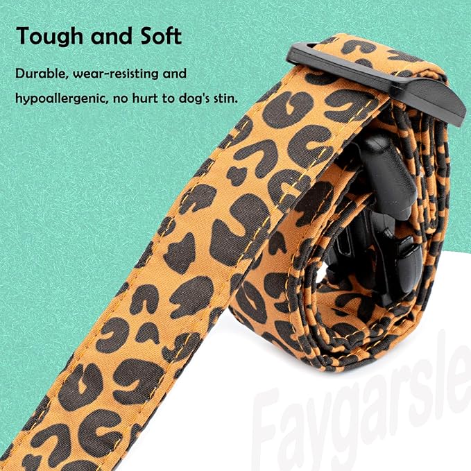 Faygarsle Brown Leopard Print Dog Collar for Small, Medium, Large Boys Girls Dogs XS