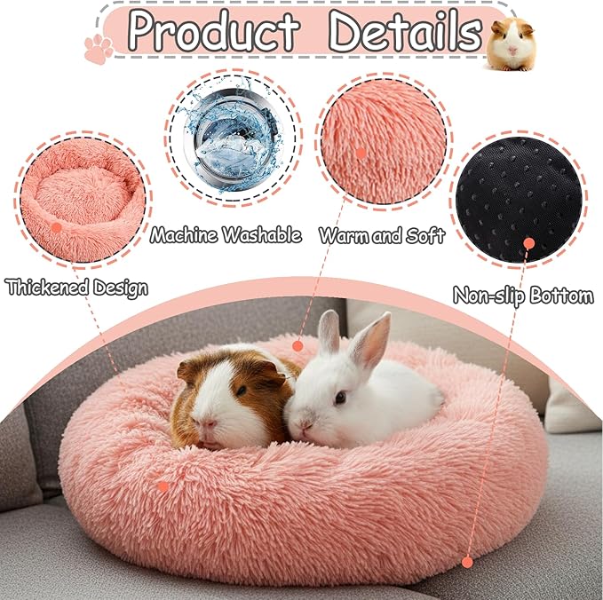 Bunny Bed Rabbit Hideout Large Soft & Comfortable Small Animal Bedding Cozy Bed Mat Warm Hideaway Cage Accessories for Guinea Pig Dwarf Bunny Chinchillas Hamsters Hedgehogs Ferrets Pink