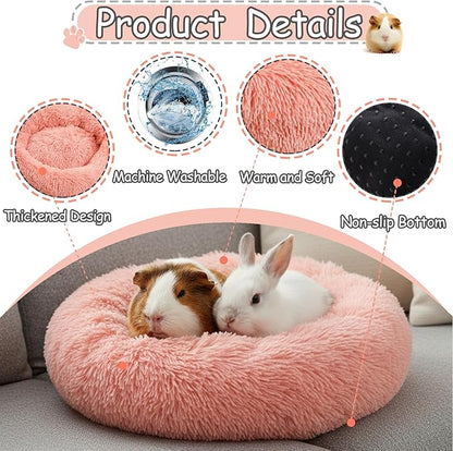 Bunny Bed Rabbit Hideout Large Soft & Comfortable Small Animal Bedding Cozy Bed Mat Warm Hideaway Cage Accessories for Guinea Pig Dwarf Bunny Chinchillas Hamsters Hedgehogs Ferrets Pink