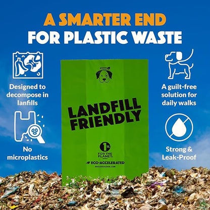 Doggy Do Good Landfill-Friendly Poop Bags | Dog Waste Bags Made with 50% Recycled Plastic + 15% Biobased Material | Unscented, Thick, Leak-Proof, Easy Open | Standard Size | 60 Count