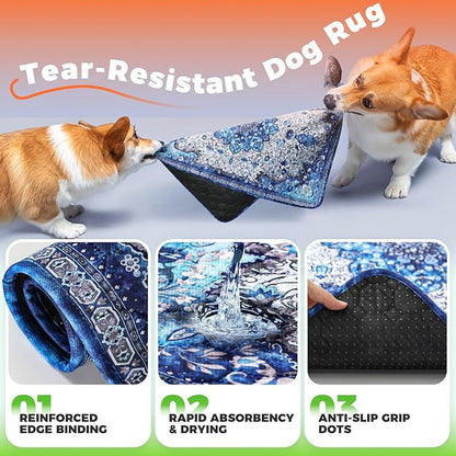 Hompet 2 Pack Super Absorbent Dog Door Mat for Muddy Paws, Washable Pee Pads for Dogs, Reusable Puppy Training Pads, Quick Dry Non-Slip Pet Entryway Rug, Leak-Proof Potty Pad for Indoor Floors 18x54