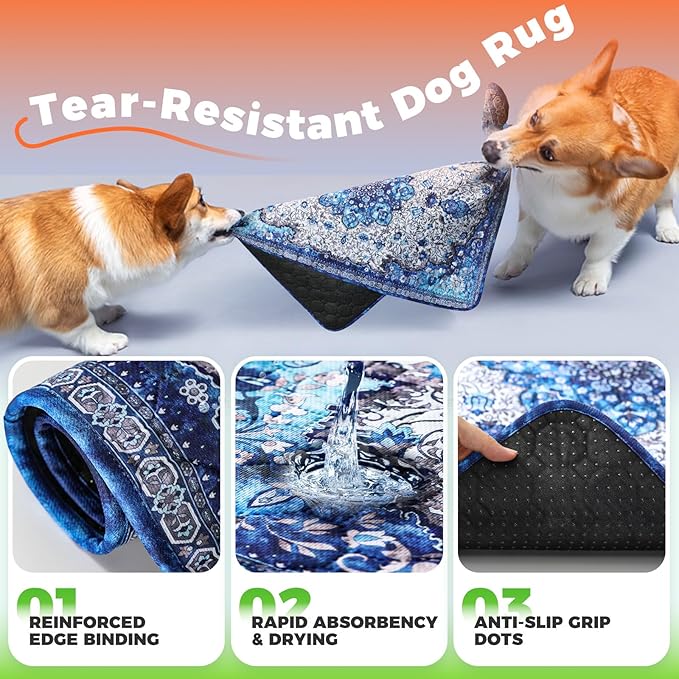 Hompet 4 Pack Super Absorbent Dog Door Mat for Muddy Paws, Washable Pee Pads for Dogs, Reusable Puppy Training Pads, Quick Dry Non-Slip Pet Entryway Rug, Leak-Proof Potty Pad for Indoor Floors 18x28