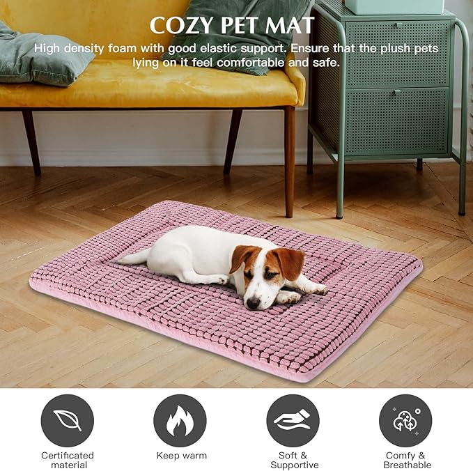 BVAGSS Reversible Dog Crate Pad, Memory Foam Pet Bed Mat, Soft Warm Machine Washable Sleeping Kennel Mattress for Small Medium Dogs XH079 (30''x20''x1.6'',Pink)