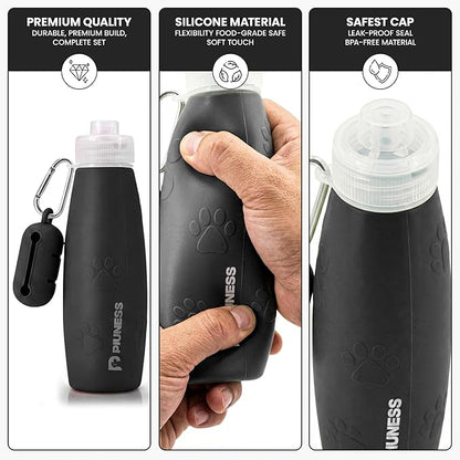 Ultimate 2-in-1 Dog Walk Essential – Portable Pee Cleaning Bottle + Detachable Poop Bag Dispenser (Black)