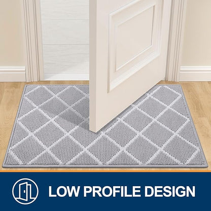 Finchitty Indoor Door Mat, Dirt Resistant and Absorbent, Low-Profile, Non-Slip, Washable Inside Floor Mats for Front Door, Back, and Entrance, 36" x 24", Light Grey